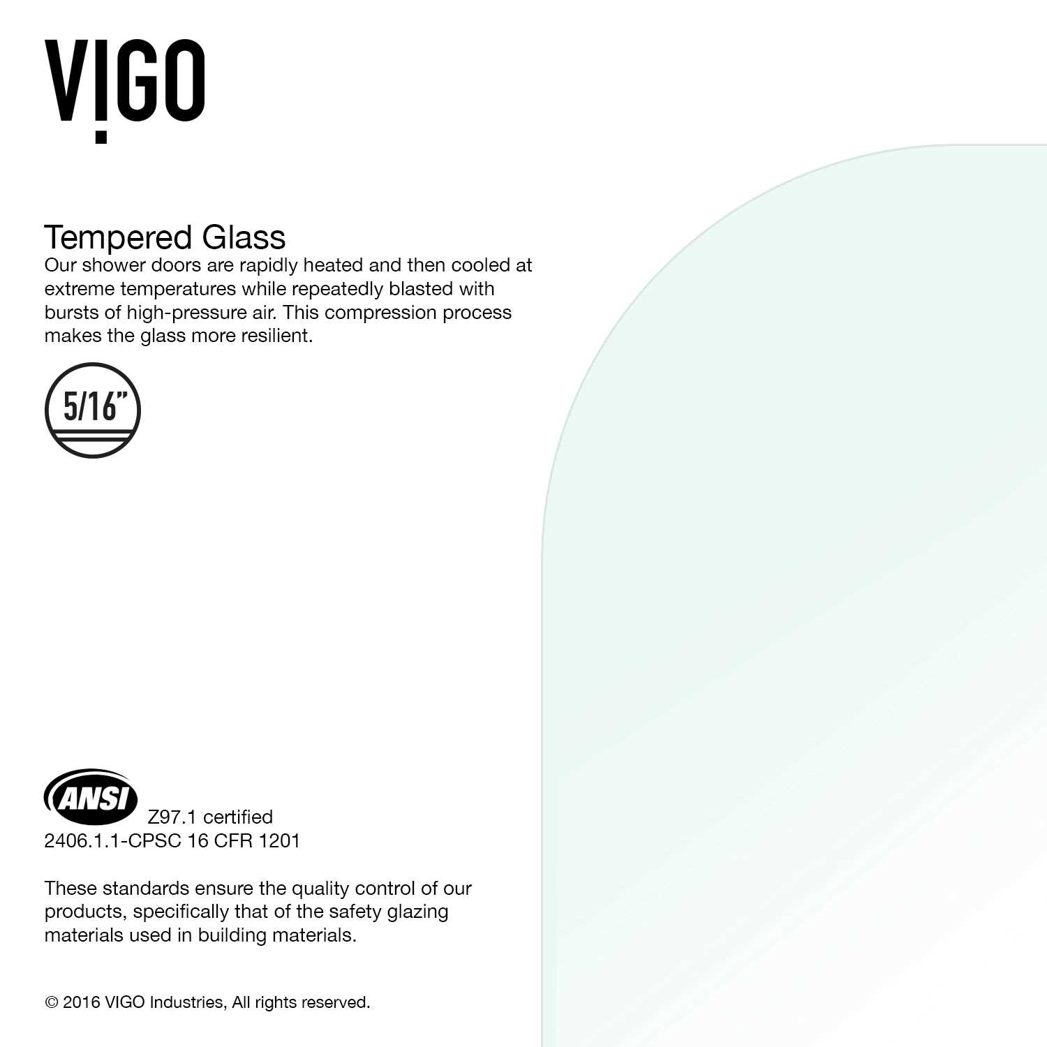 Vigo Orion Clear Curved Bathtub Door - Image 4