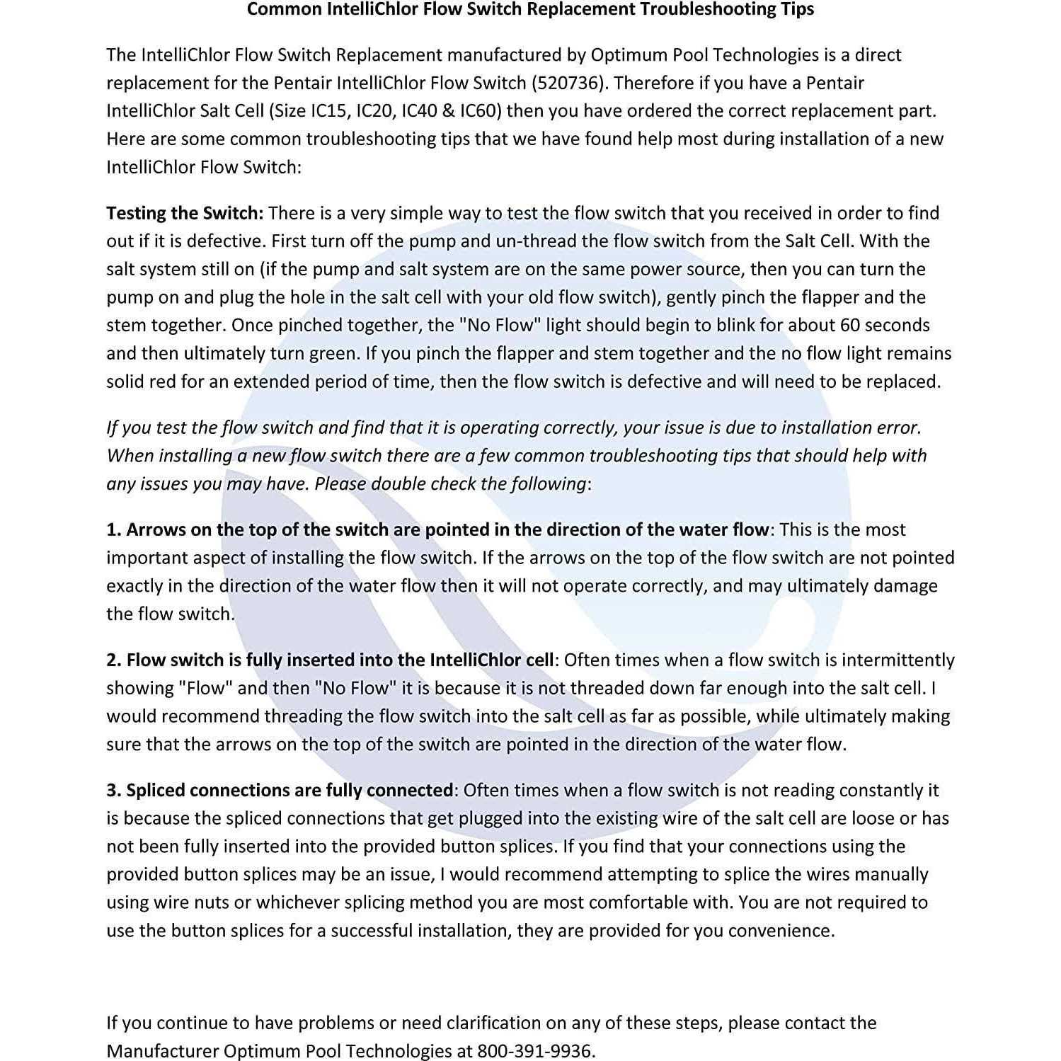 Optimum Pool Technologies Intellichlor Flow Switch Replacement - Image 2