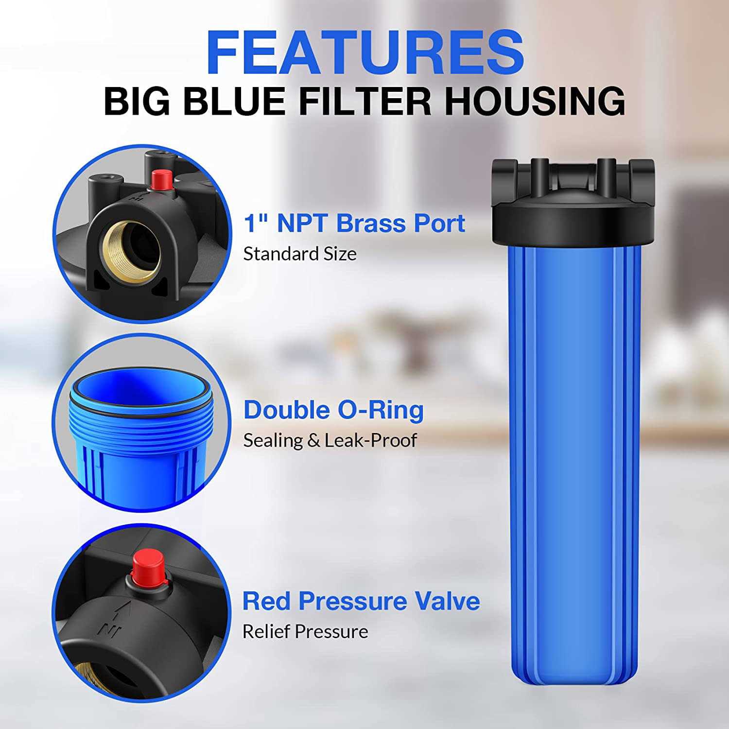 SimPure Whole House Water Filter Housing 20 x 45 Sediment Carbon cartridge Universal Housing - Image 3