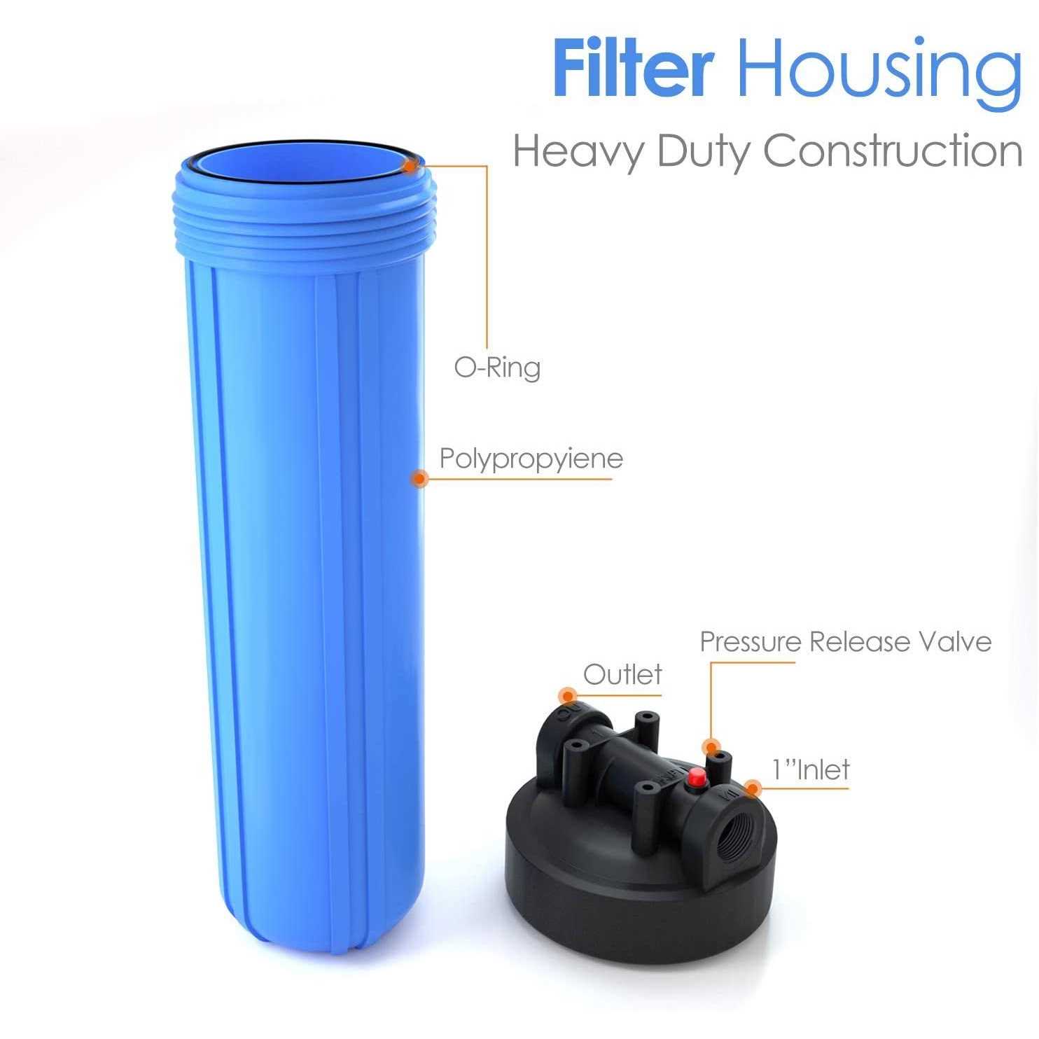 SimPure Whole House Water Filter Housing 20 x 45 Sediment Carbon cartridge Universal Housing - Image 5
