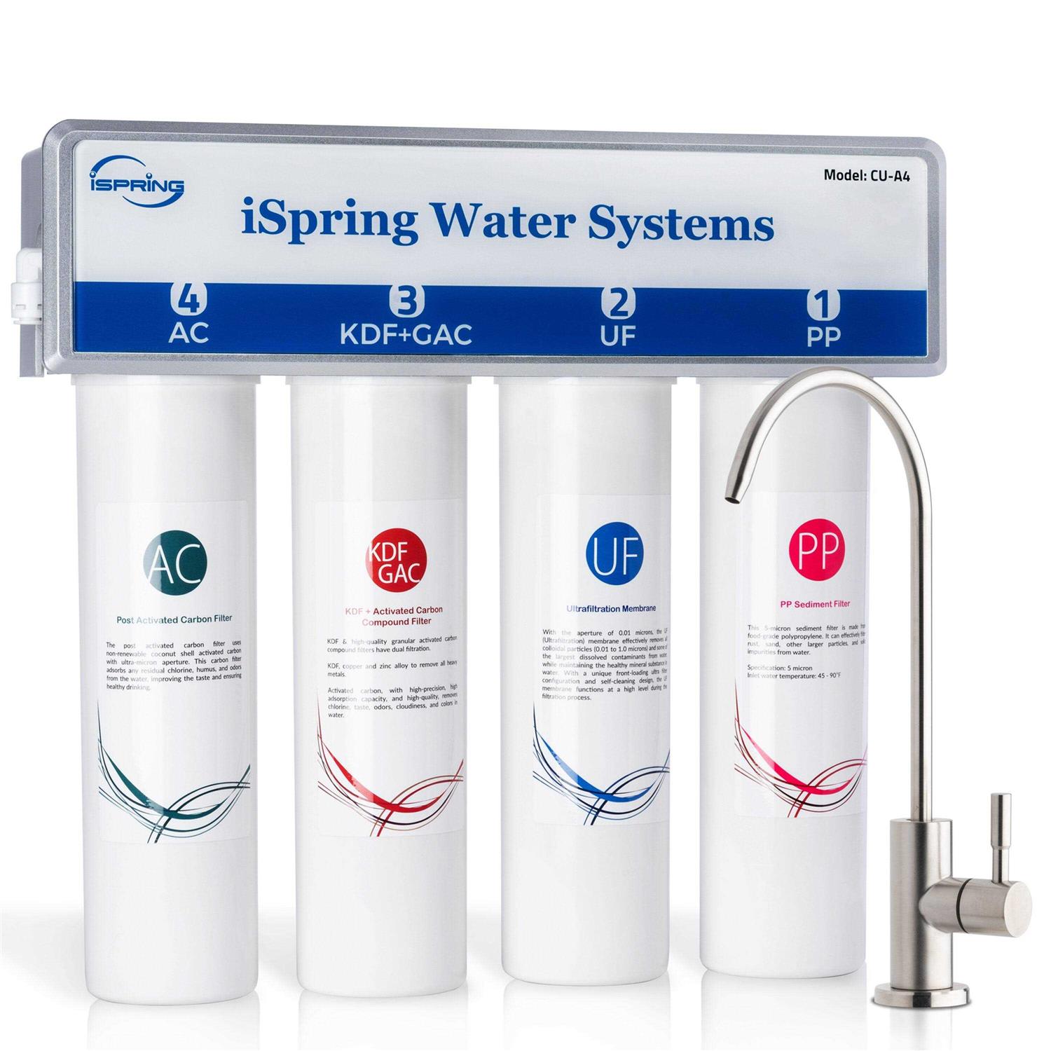 iSpring CU-A4 0.01μm Ultra-Filtration Under Sink Water Filter System