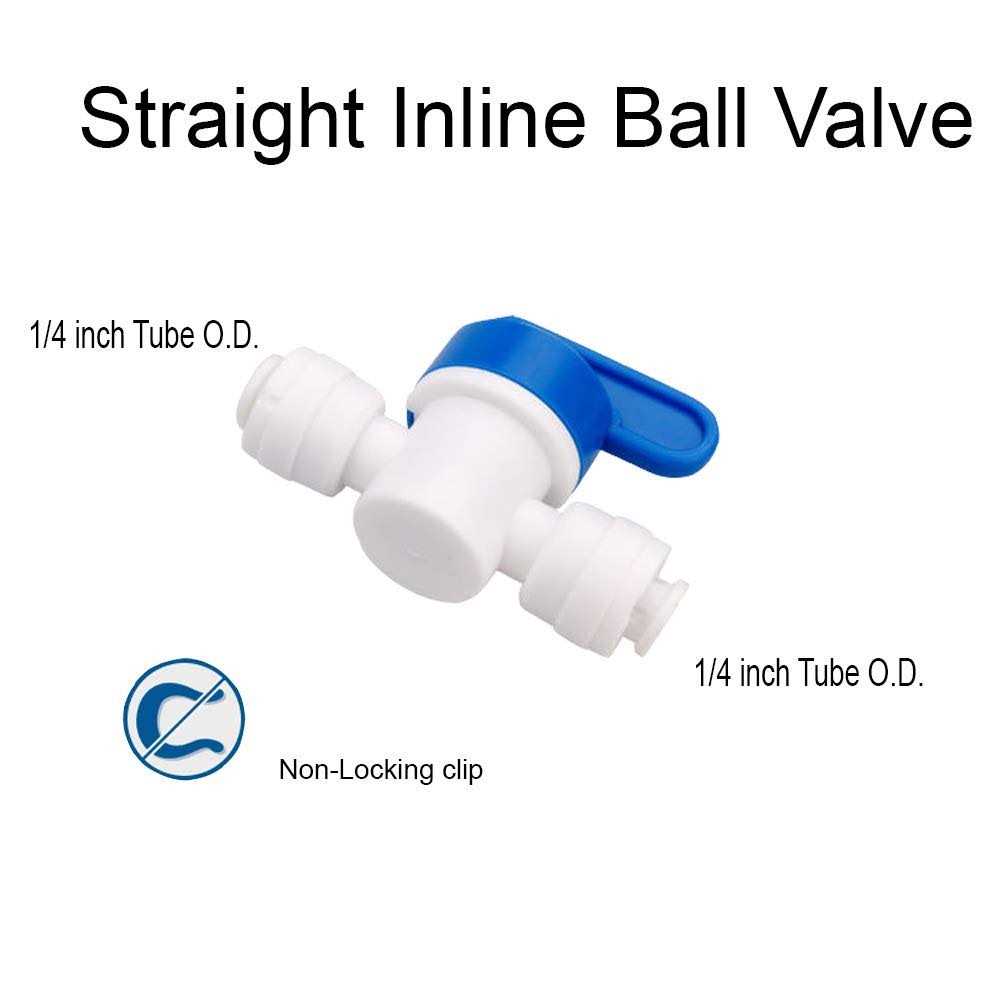 PureSec 1/4 inch OD Tubing&Hose&Pipe Use Inline Shut Off Ball Valve Plastic Quick Connect Fittings for Water Purifier RODI System - Image 4