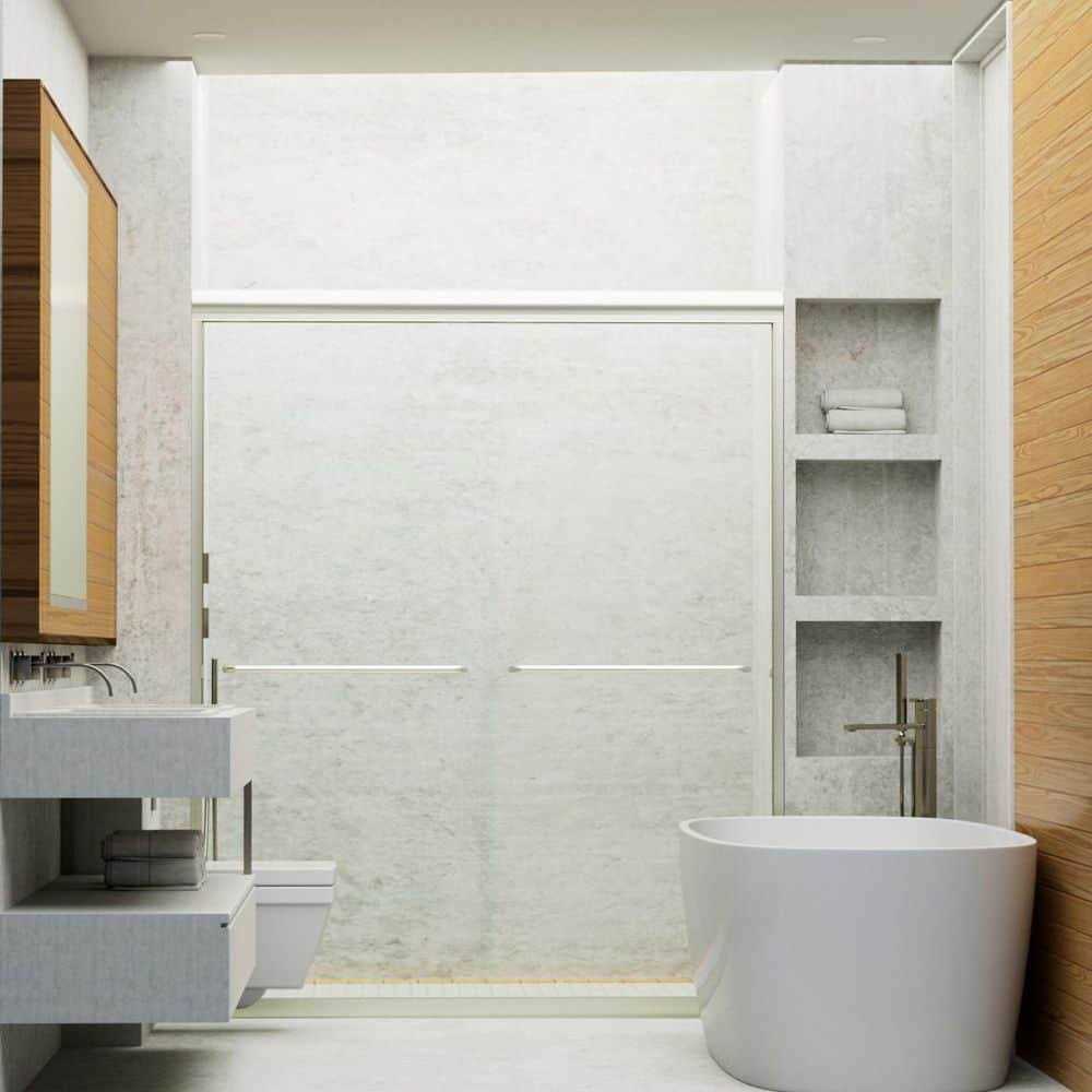niveal Vale 60 in. W x 72 in. H Sliding Semi-Frameless Shower Door in Chrome with Clear Glass - Image 2