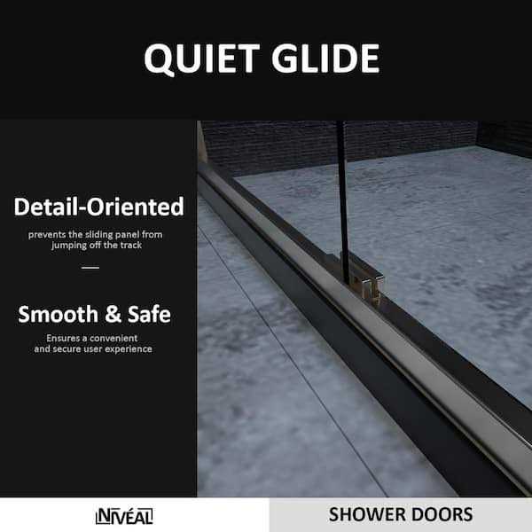 niveal Vale 60 in. W x 72 in. H Sliding Semi-Frameless Shower Door in Chrome with Clear Glass - Image 3