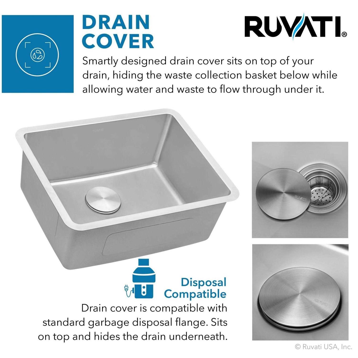 Ruvati 18-inch Undermount Bar Prep Kitchen Sink 16 Gauge Stainless Steel Single Bowl RVM5916 - Image 4