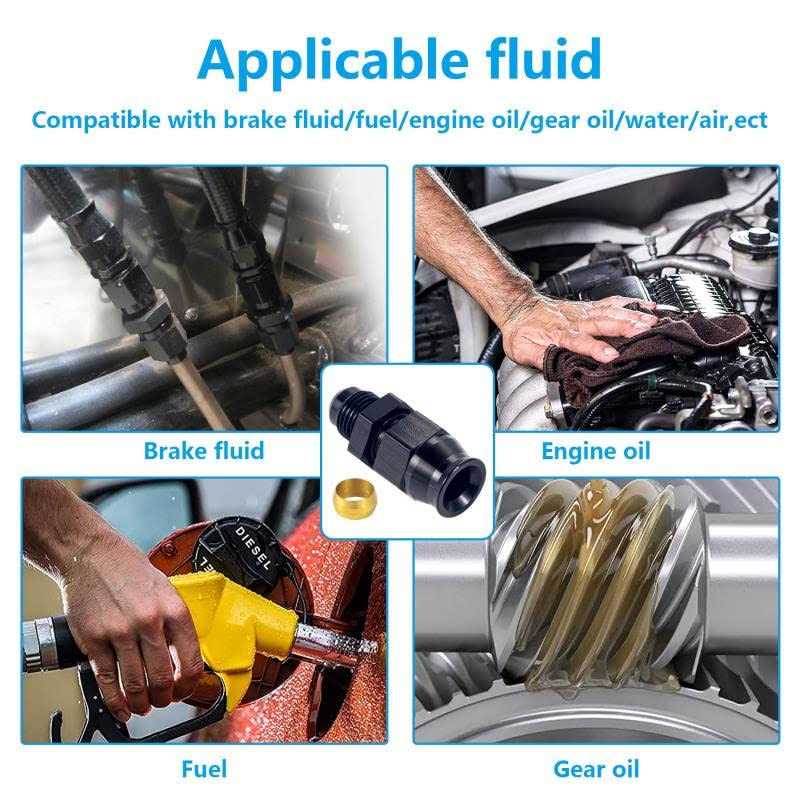 Breezliy 6AN Male Flare to 3/8 Fuel Hardline Tube Fitting Adapter Straight Connector Aluminum Alloy - Image 3