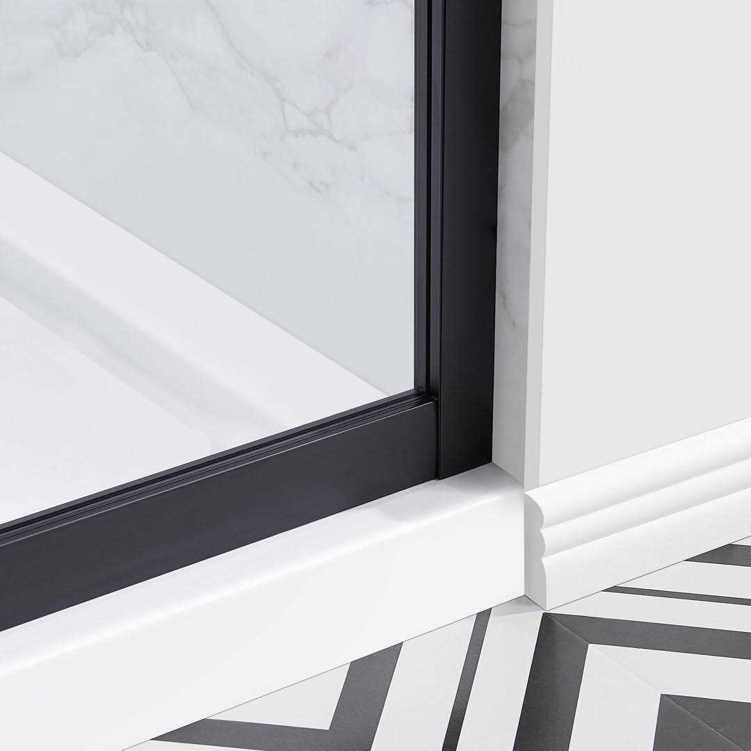 Ove Decors Marissa 34 in. W x 78.7 in. H Square Sliding Framed Corner Shower Enclosure in Black 15SGP-MARI34-BLKWM - Image 2