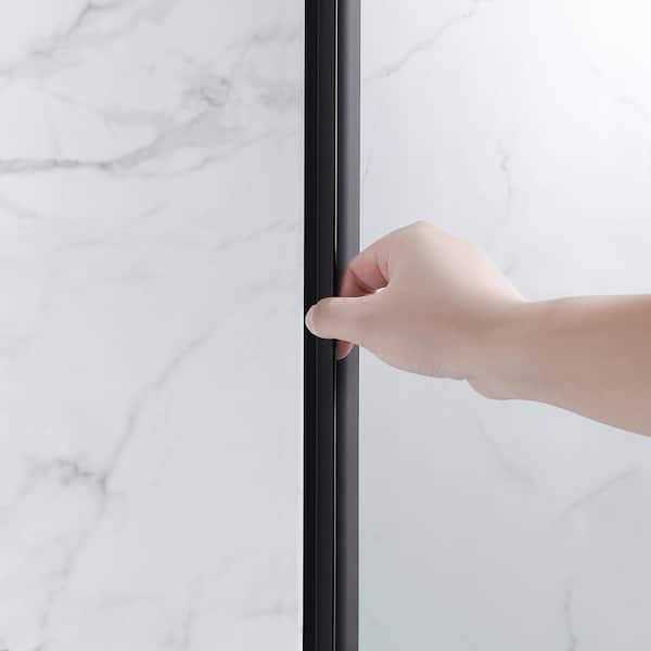 Ove Decors Marissa 34 in. W x 78.7 in. H Square Sliding Framed Corner Shower Enclosure in Black 15SGP-MARI34-BLKWM - Image 5