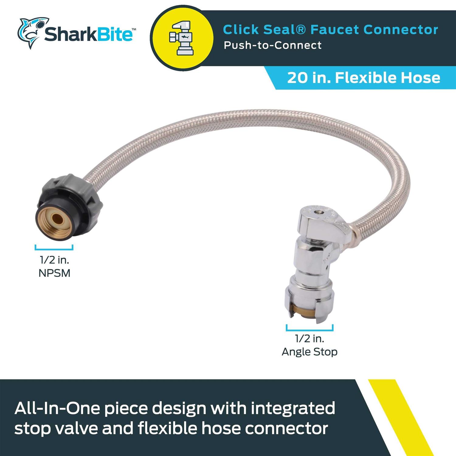Sharkbite 24657A Faucet Connector Hose 1/2 inch x 1/2 inch x 20 inch - Image 3
