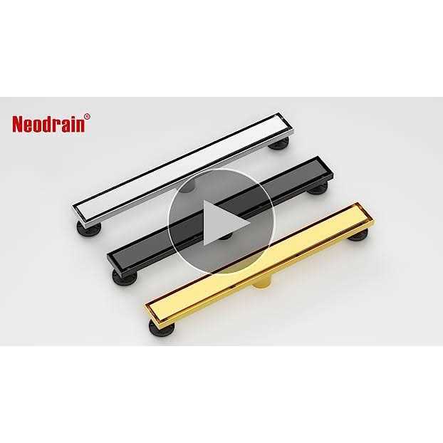 Neodrain Linear Shower Drain,with 2-in-1 Flat & Tile Insert Shiny Black Cover - Image 2
