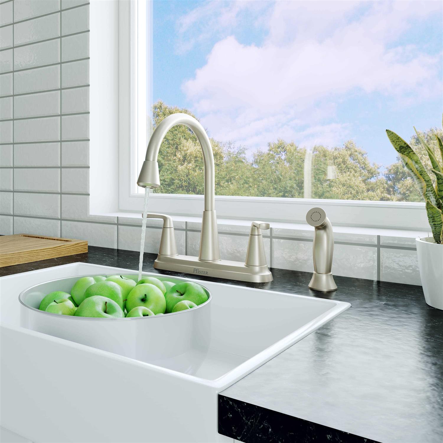 Pfister Allegan Spot Defense Stainless Steel 2-Handle Deck Mount High-Arc Kitchen Faucet - Image 3