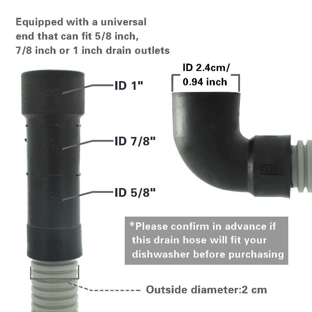 Universal Dishwasher Drain Hose with Elbow 6 Ft Discharge Hose Corrugated and Flexible Dishwasher Hose Drain Replacement with Clamp by TT FLEX - Image 3