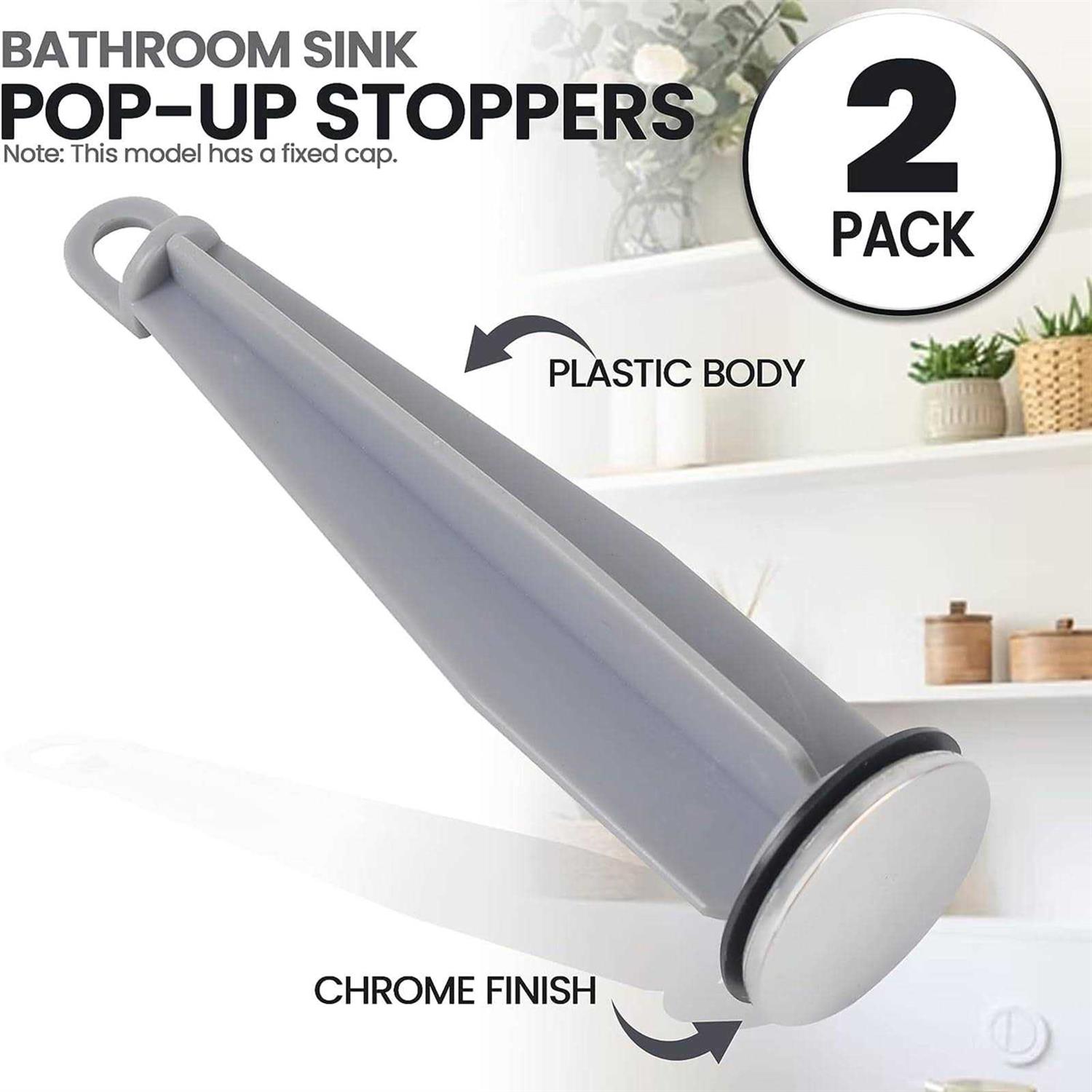 Calvana Bathroom Sink Pop-Up Stoppers Plastic Pop-Up Stoppers with Chrome Finish - Image 3