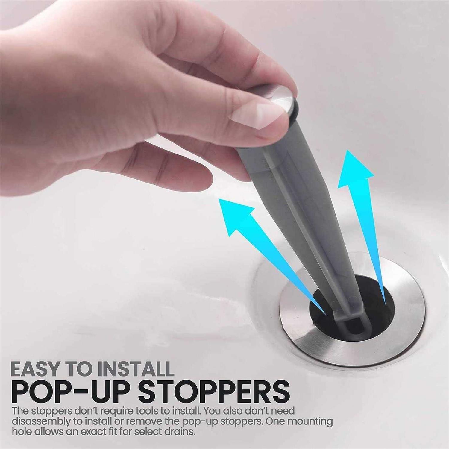 Calvana Bathroom Sink Pop-Up Stoppers Plastic Pop-Up Stoppers with Chrome Finish - Image 5