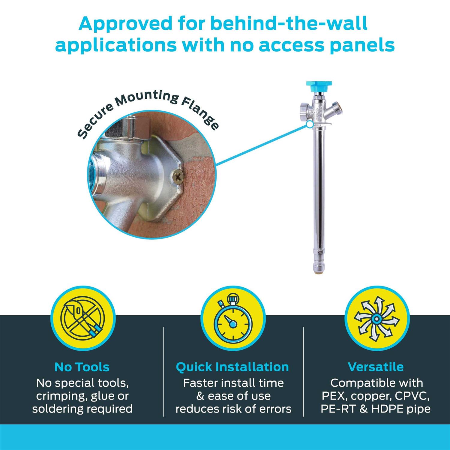 SharkBite 1/2 in. Push-Fit x 3/4 in. MHT Brass Sillcock 24629LF - Image 4