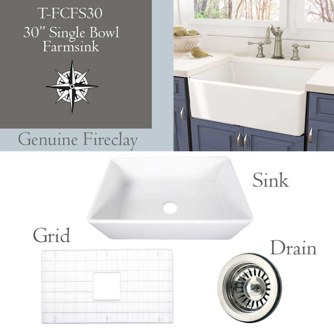 Nantucket Sinks T-FCFS30 30 Fireclay Farmhouse Kitchen Sink - Image 4