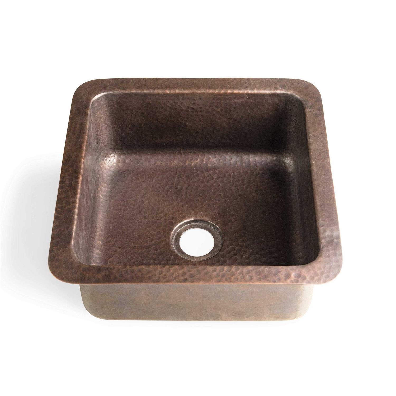 Monarch Abode Pure Copper 17093 Hand Hammered Glasgow Dual Mount Bar Prep Sink