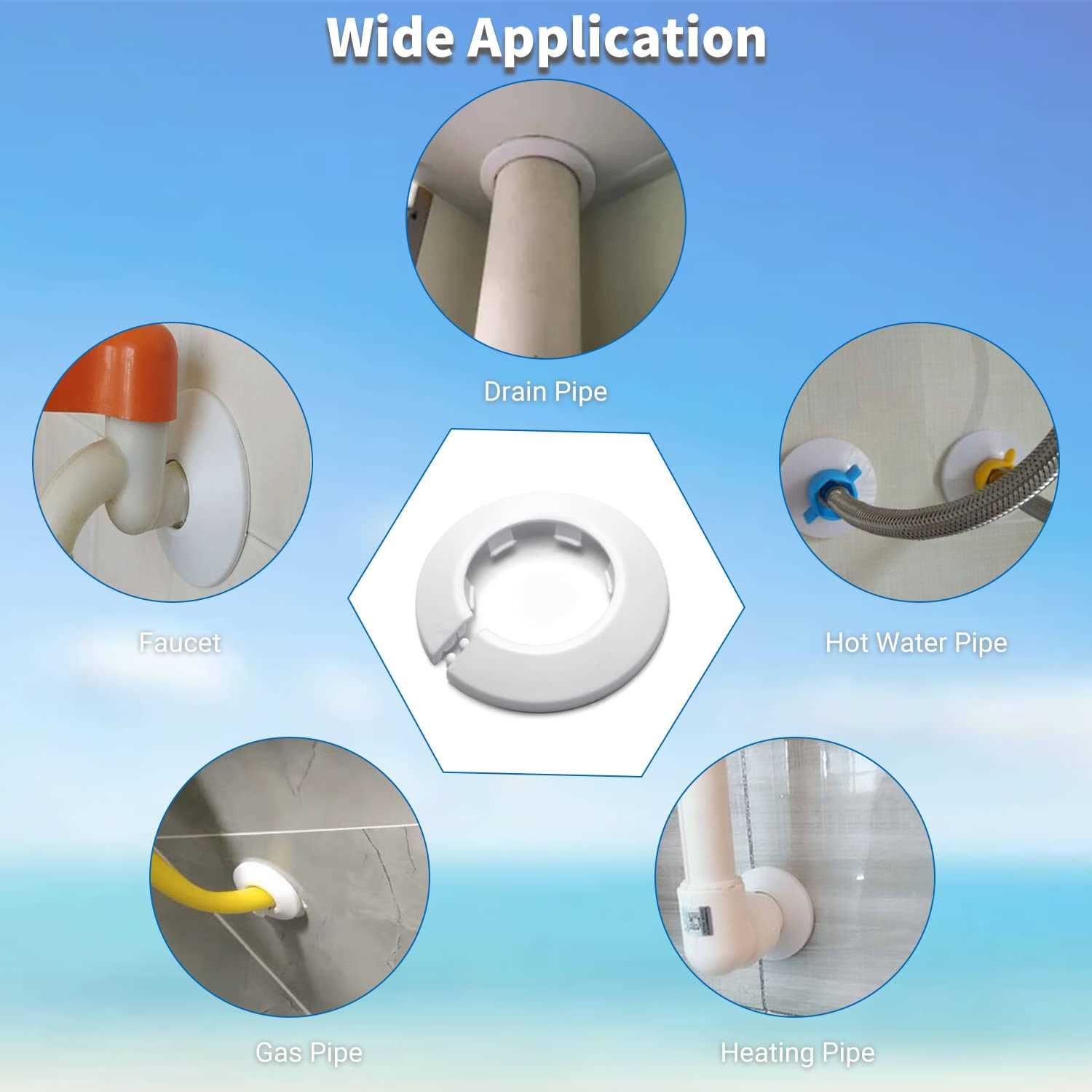 MroMax Fit Outer Diameter Flange Water Pipe Cover Decoration White Pipe Cover Radiator PP Plastic Escutcheon Collar for Wall Pipe - Image 2