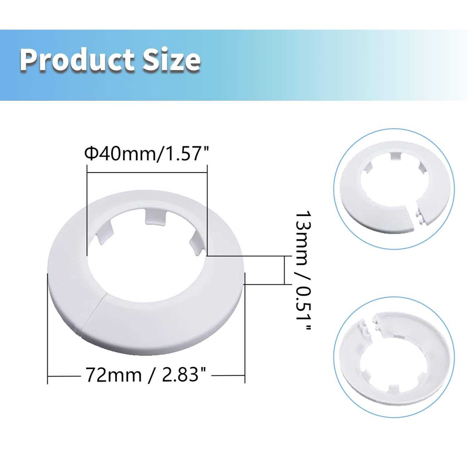 MroMax Fit Outer Diameter Flange Water Pipe Cover Decoration White Pipe Cover Radiator PP Plastic Escutcheon Collar for Wall Pipe - Image 5