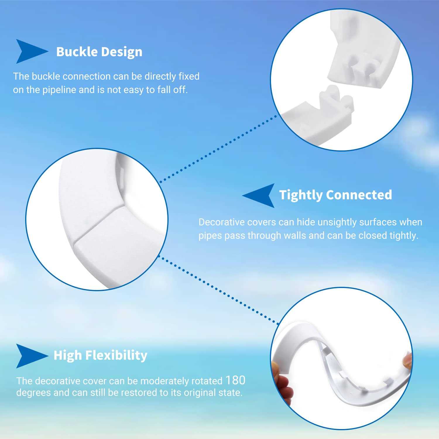 MroMax Fit Outer Diameter Flange Water Pipe Cover Decoration White Pipe Cover Radiator PP Plastic Escutcheon Collar for Wall Pipe - Image 4