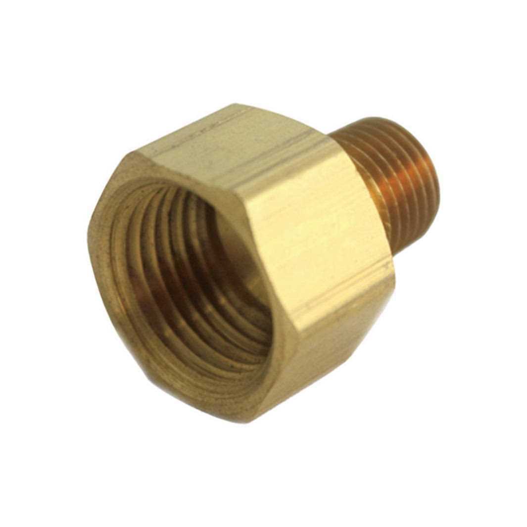 JMF Brass Pipe Reducer Coupling, 1/4 FPT x 1/8 MPT - Image 2