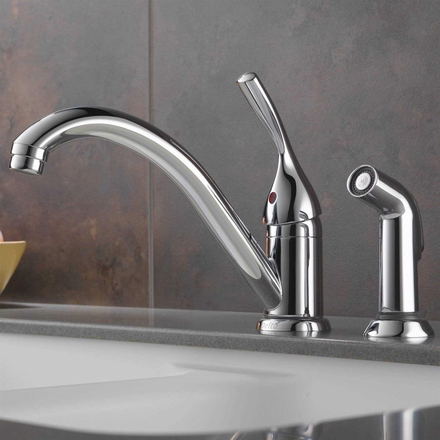 Delta Classic Single Handle Kitchen Faucet with Spray 175-DST - Image 5