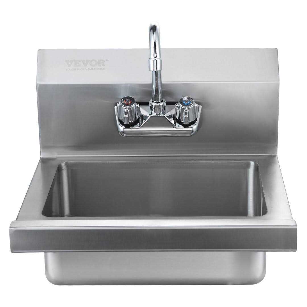 VEVOR Commercial Hand Sink with Faucet and Side Splash NSF Stainless Steel Sink for Washing - Image 4