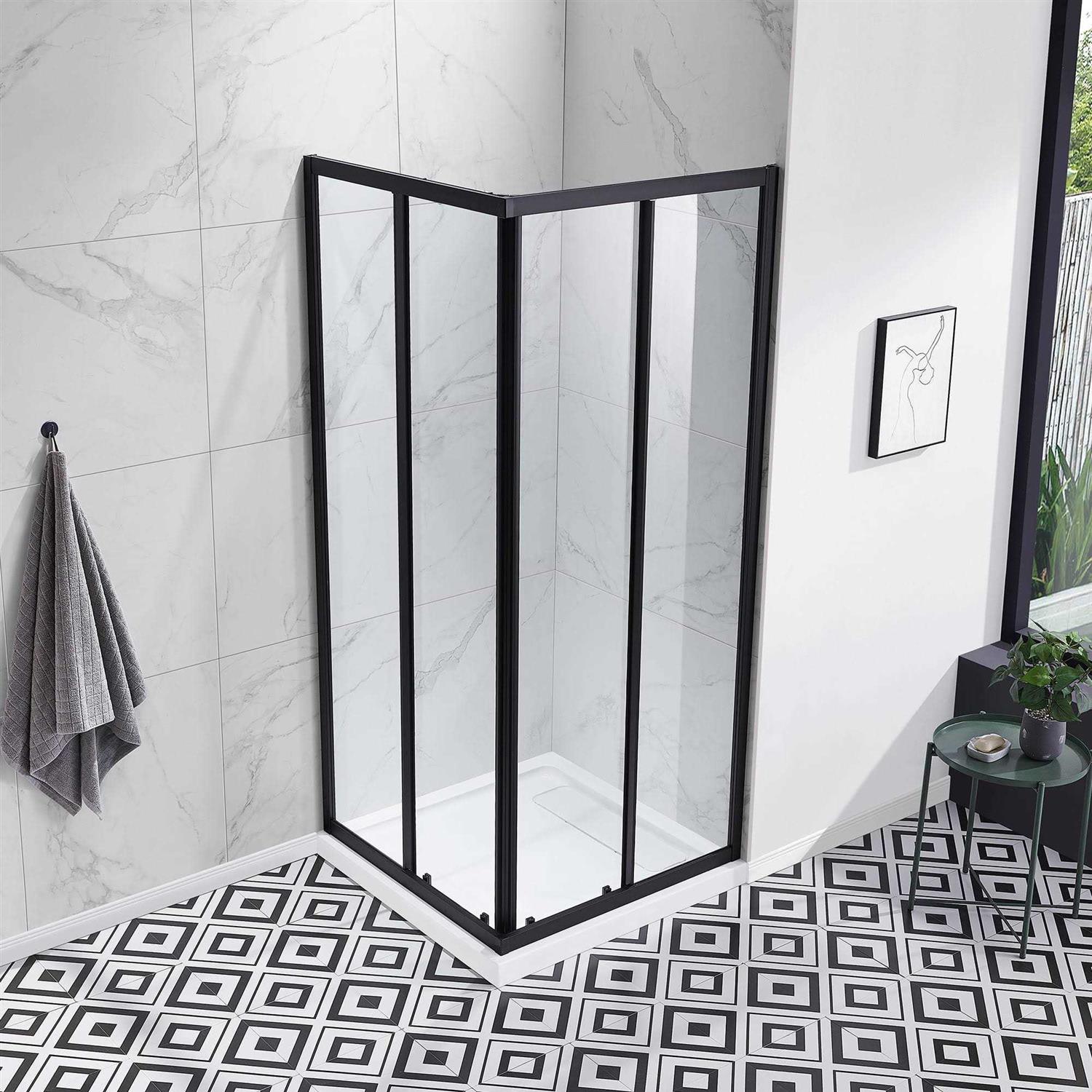 Ove Decors Marissa 36 in. Tempered Shower Glass Panels 15SGP-MARI36-BLKWM - Image 2