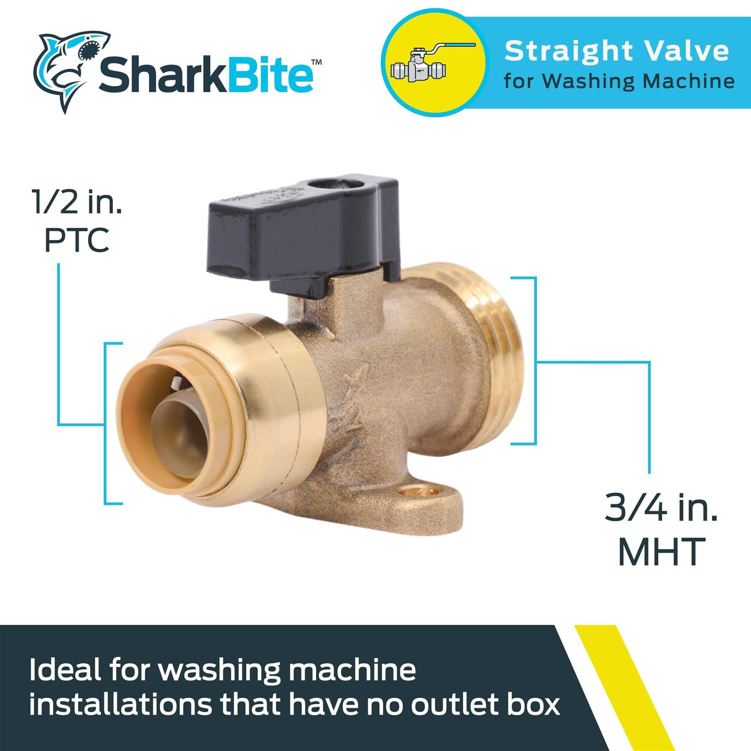 SharkBite Washing Machine Valve Brass 25559LF - Image 2