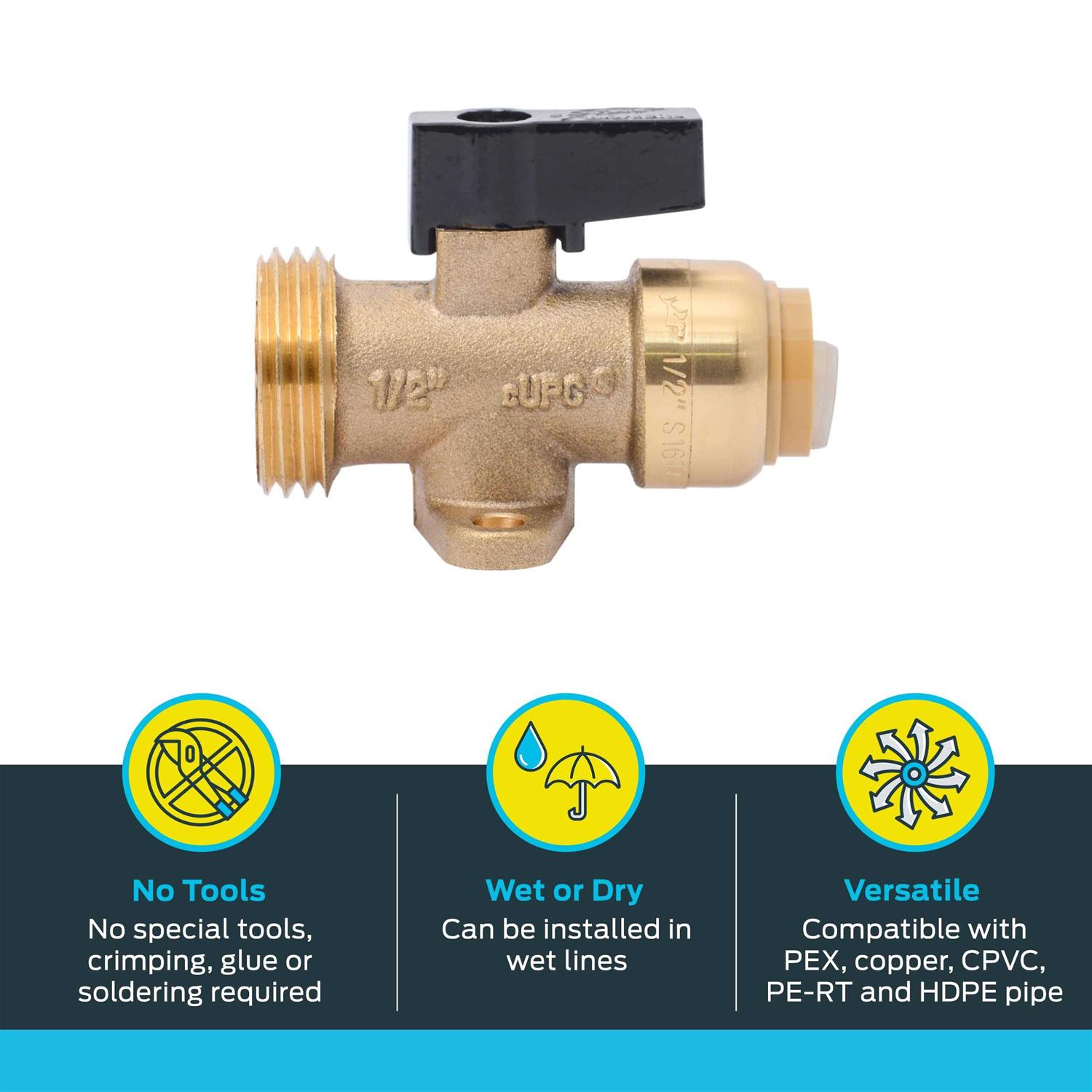 SharkBite Washing Machine Valve Brass 25559LF - Image 3