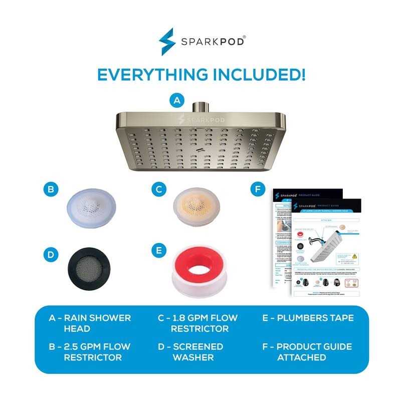 SparkPod Fixed Shower Head High Pressure Rain Luxury Modern Look - Image 5