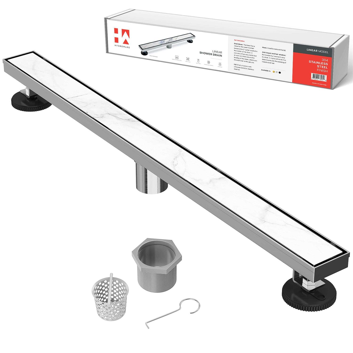 HYDROWARE 36-in x 2.8-in Stainless Steel Tile Insert Drain HYD-0002 - Image 2