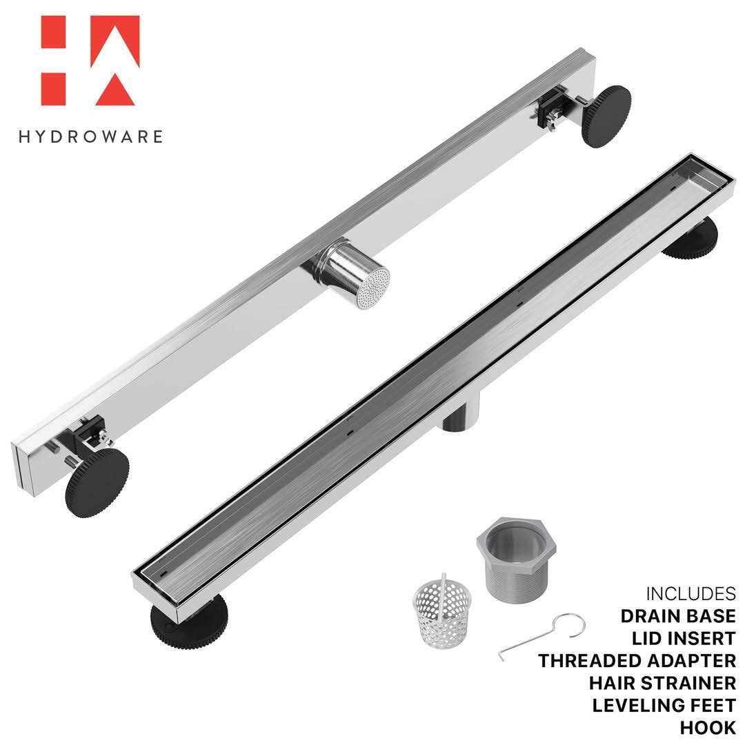 HYDROWARE 36-in x 2.8-in Stainless Steel Tile Insert Drain HYD-0002 - Image 4