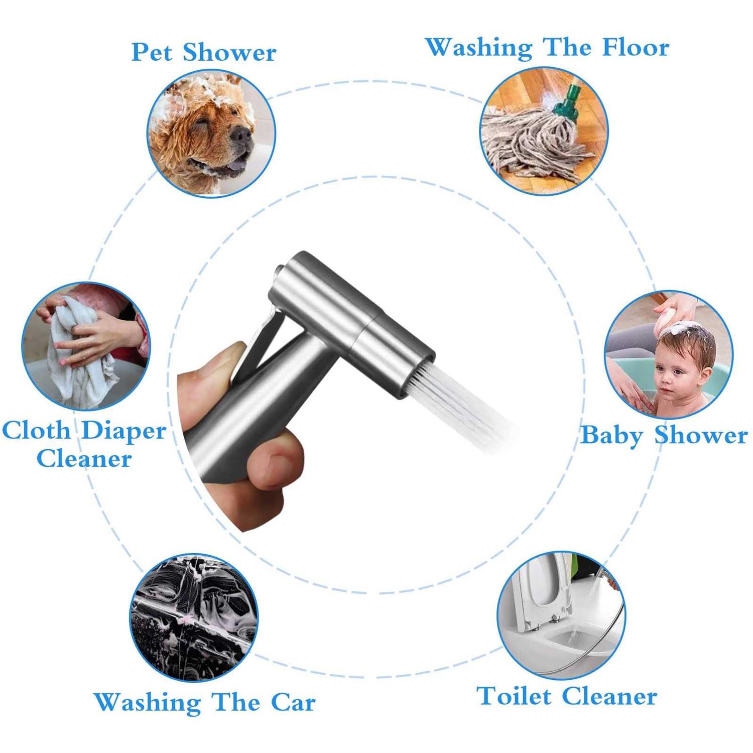 Ikaufen Handheld Bidet Sprayer for Toilet Adjustable Water Pressure Control - Image 5