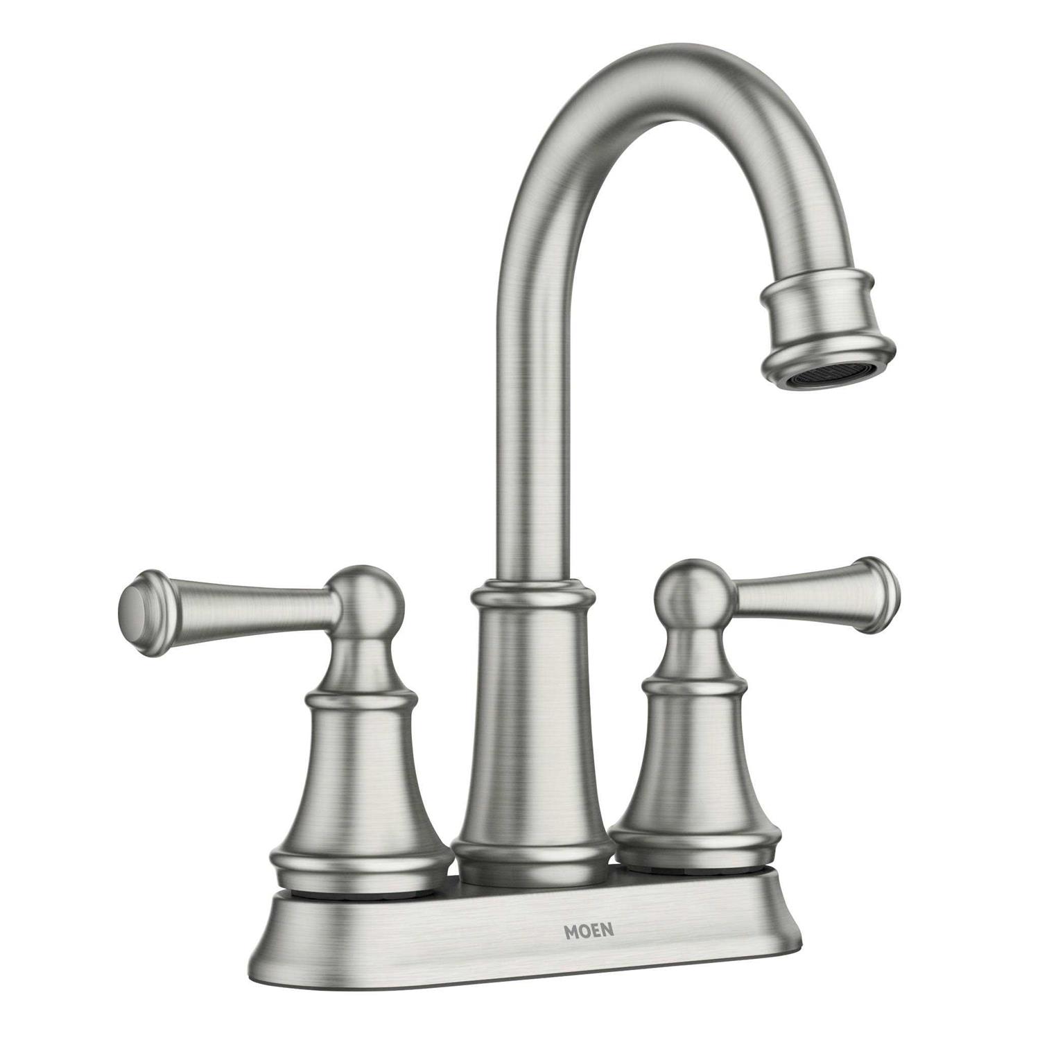 Moen Brecklyn 4 in. Centerset 2-Handle Bathroom Faucet in Spot Resist Brushed Nickel