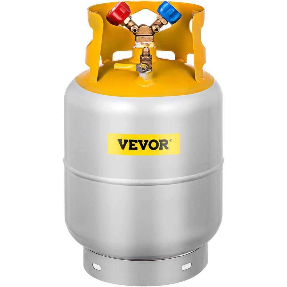 VEVOR Refrigerant Recovery Tank 30 lbs. Capacity Refrigerant Recycling Machine Double Y-Valve Collar Liquid/Vapor 1/4 SAE