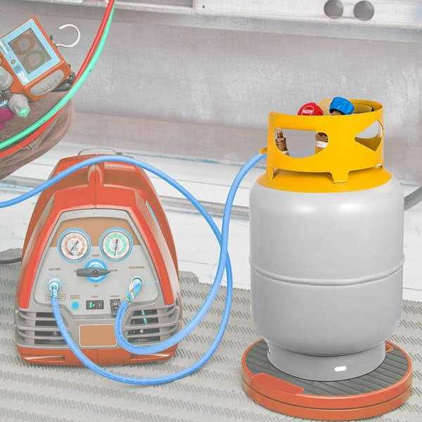 VEVOR Refrigerant Recovery Tank 30 lbs. Capacity Refrigerant Recycling Machine Double Y-Valve Collar Liquid/Vapor 1/4 SAE - Image 2