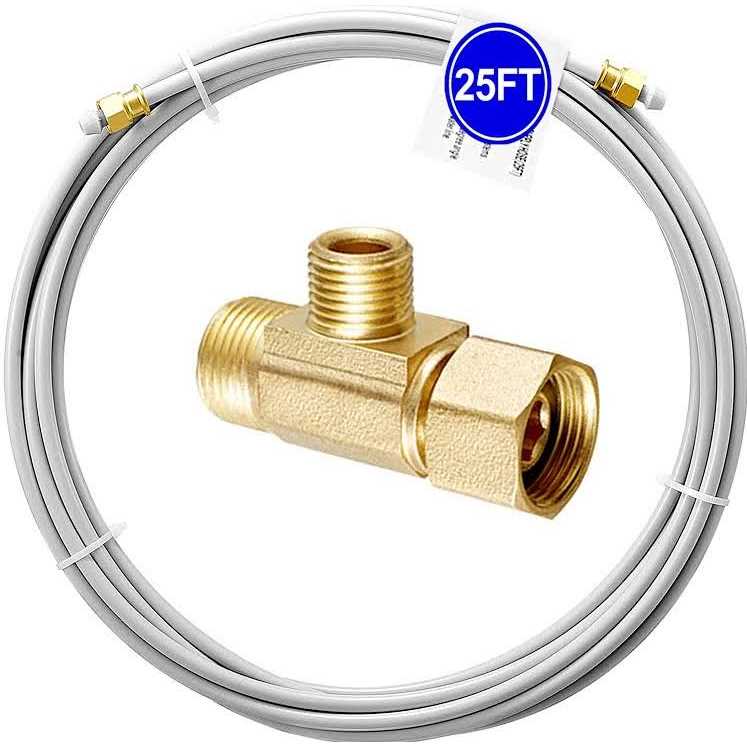 PEX Refrigerator Water Line Kit 25ft Ice Maker Tubing with Add-A-Tee Adapter,Flexible Hose with 1/4 Compression Fittings for Potable Drinking