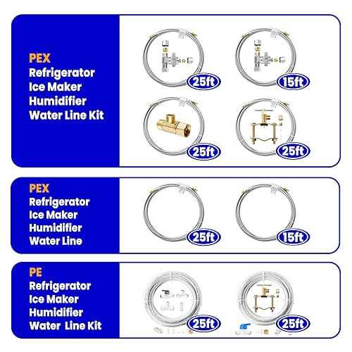PEX Refrigerator Water Line Kit 25ft Ice Maker Tubing with Add-A-Tee Adapter,Flexible Hose with 1/4 Compression Fittings for Potable Drinking - Image 3