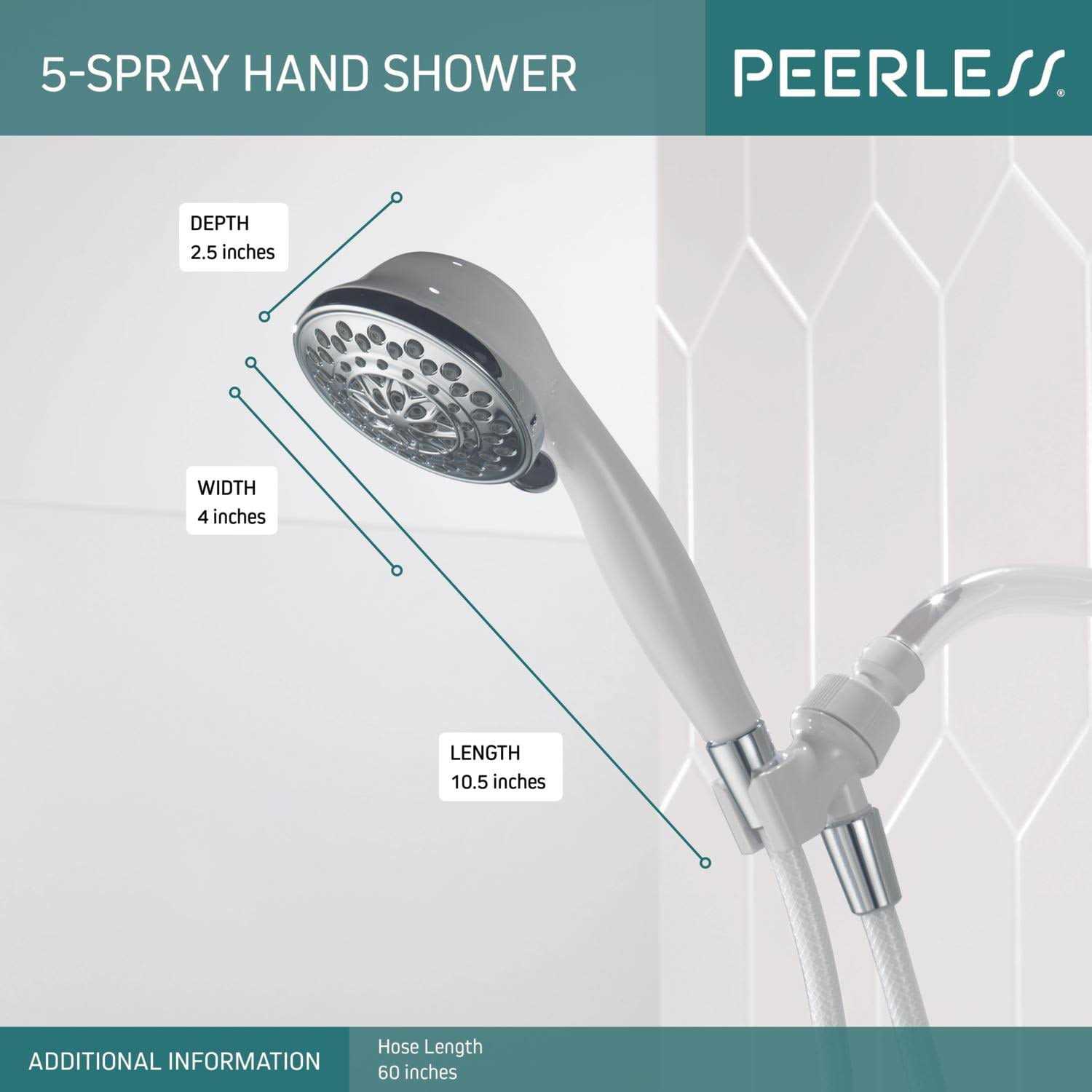 Delta Peerless 5 Spray Hand Shower 76504CWC - Image 4