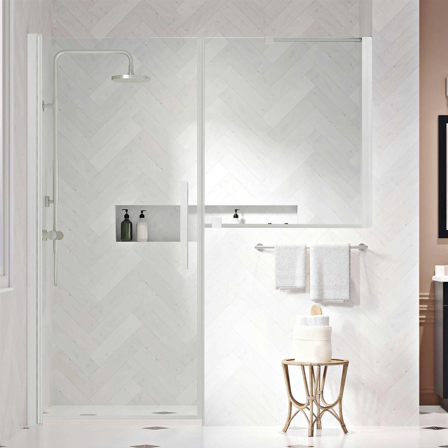 Ove Decors Pasadena 63-7/16 in. W x in. H Alcove Frameless Pivot Shower Door in Chrome with Buttress Panel PA06A0100 - Image 4