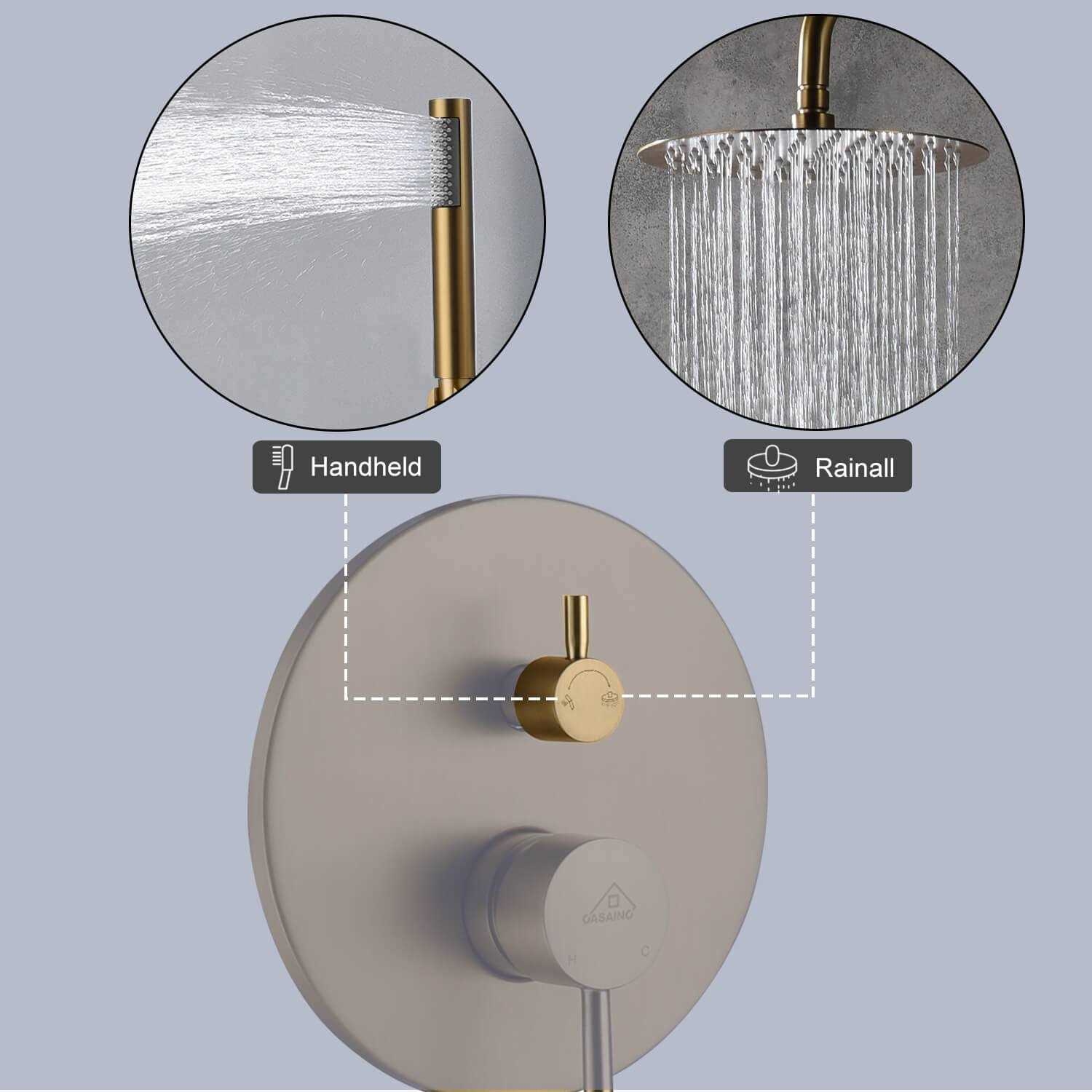 CASAINC Round 2 Functions Wall Mount Dual Shower Heads Shower System - Image 4