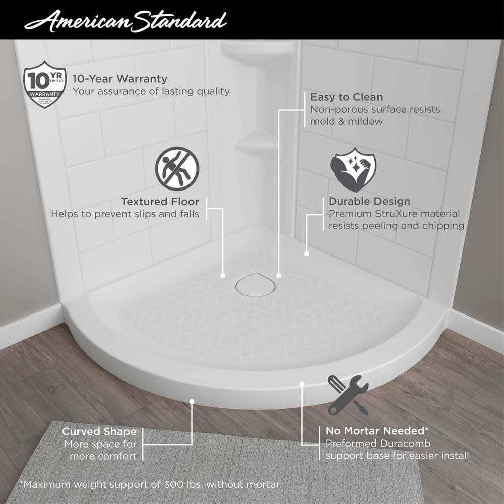 American Standard Ovation Curve 36 in. L x 36 in. W Corner Shower Pan Base with Center Drain in Arctic White - Image 4