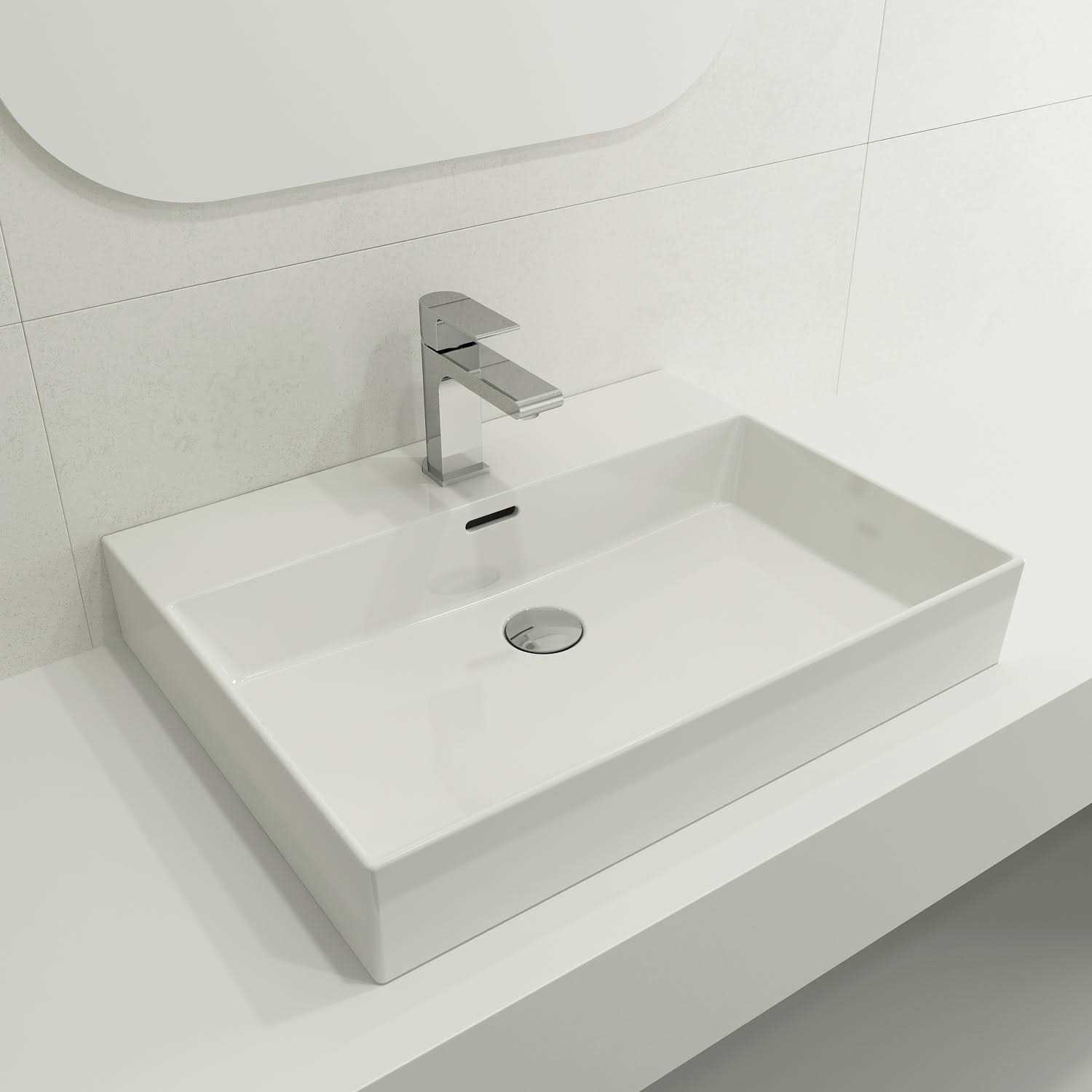 BOCCHI Milano Fireclay Wall-Mounted Bathroom Sink with Overflow - Image 4