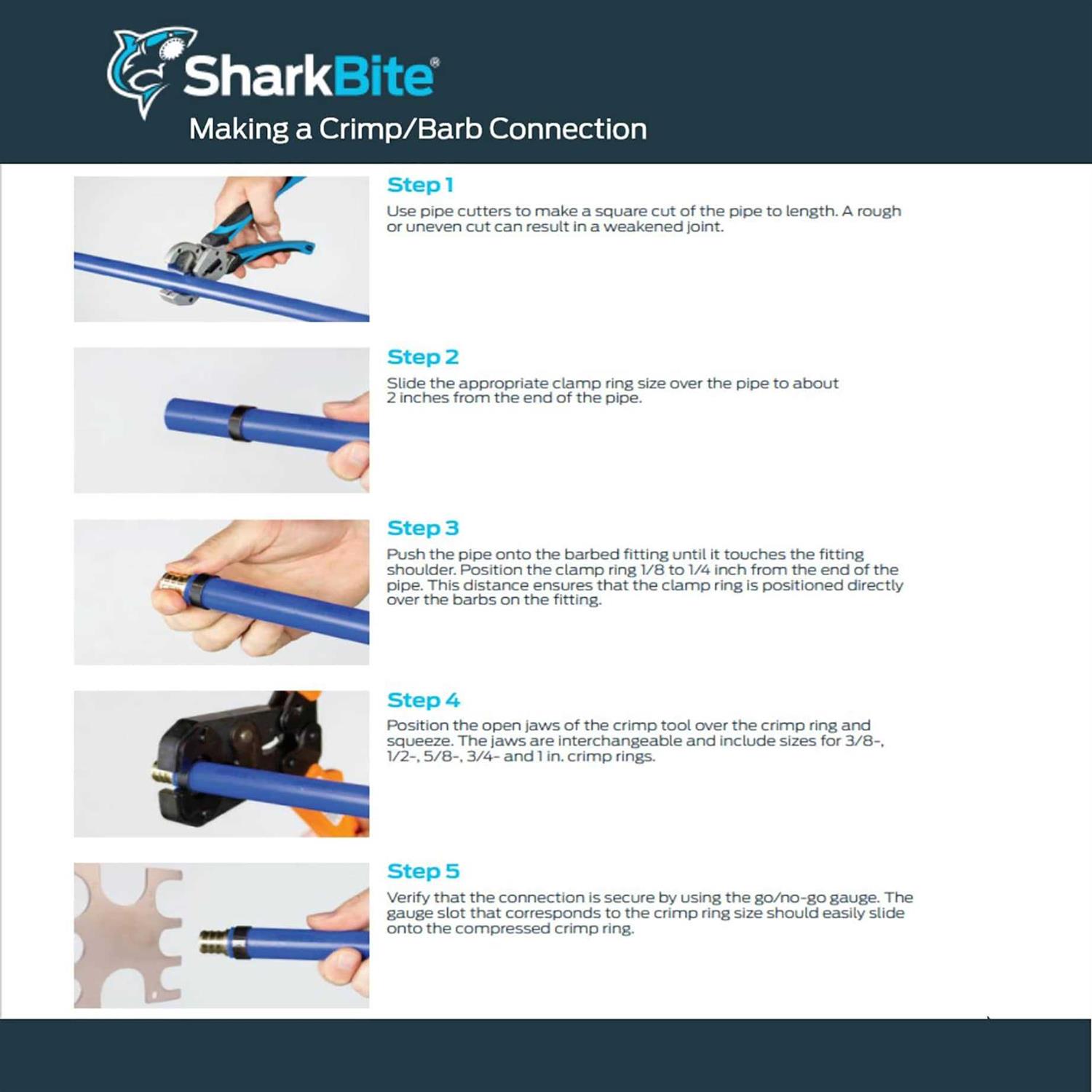 SharkBite Brass 1/2-in Pex Barb x 1/4-in OD Compression Quarter Turn Supply Stop Stainless Steel - Image 5