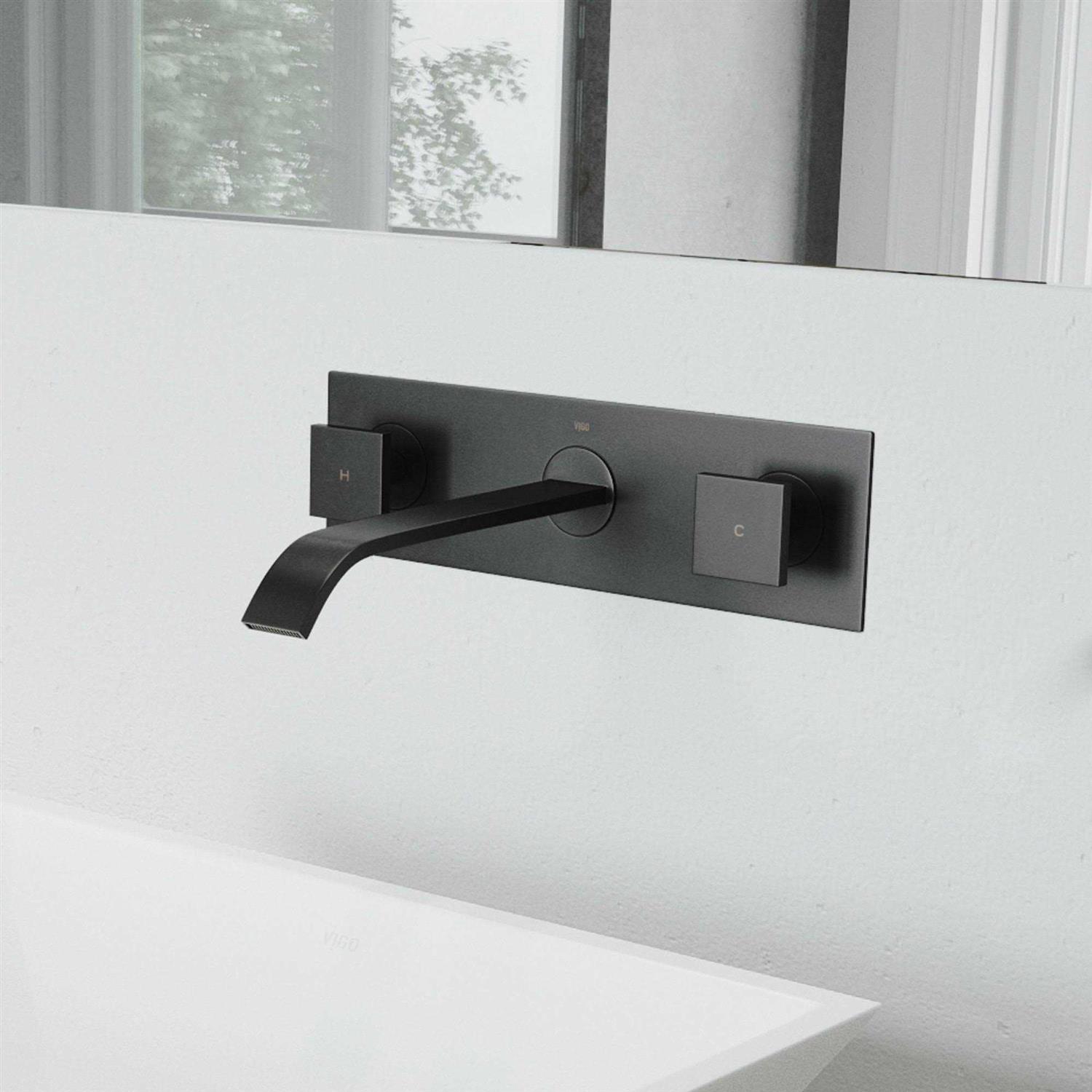 VIGO Titus Matte Black Wall Mount Bathroom Faucet VG05002MB - Image 3