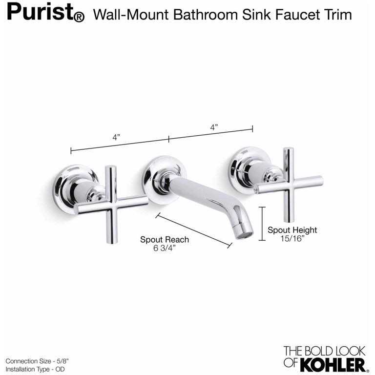 Kohler Purist K-T14413-3 Wall Mount Bathroom Faucet Trim - Image 5