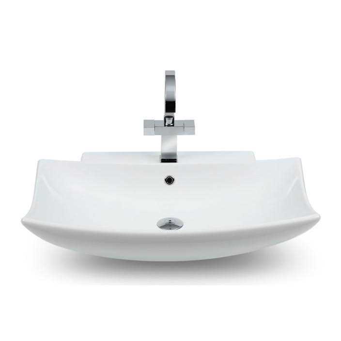 Nameeks CeraStyle 074800-U CeraStyle Curved Rectangular White Ceramic Wall Mounted or Vessel Bathroom Sink - Image 4