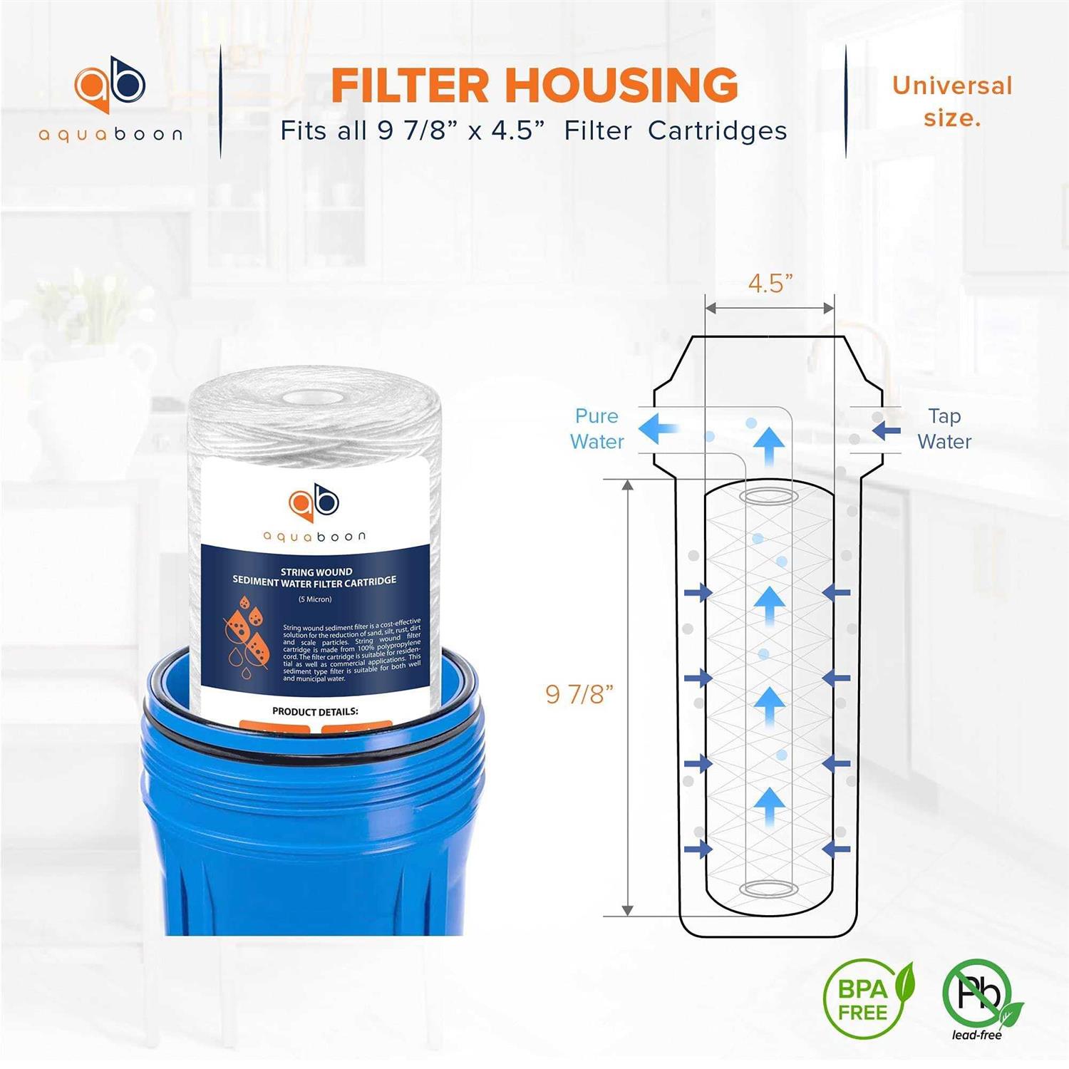 Aquaboon 5 Micron 10 inch String Wound Sediment Water Filter Cartridge - Image 3