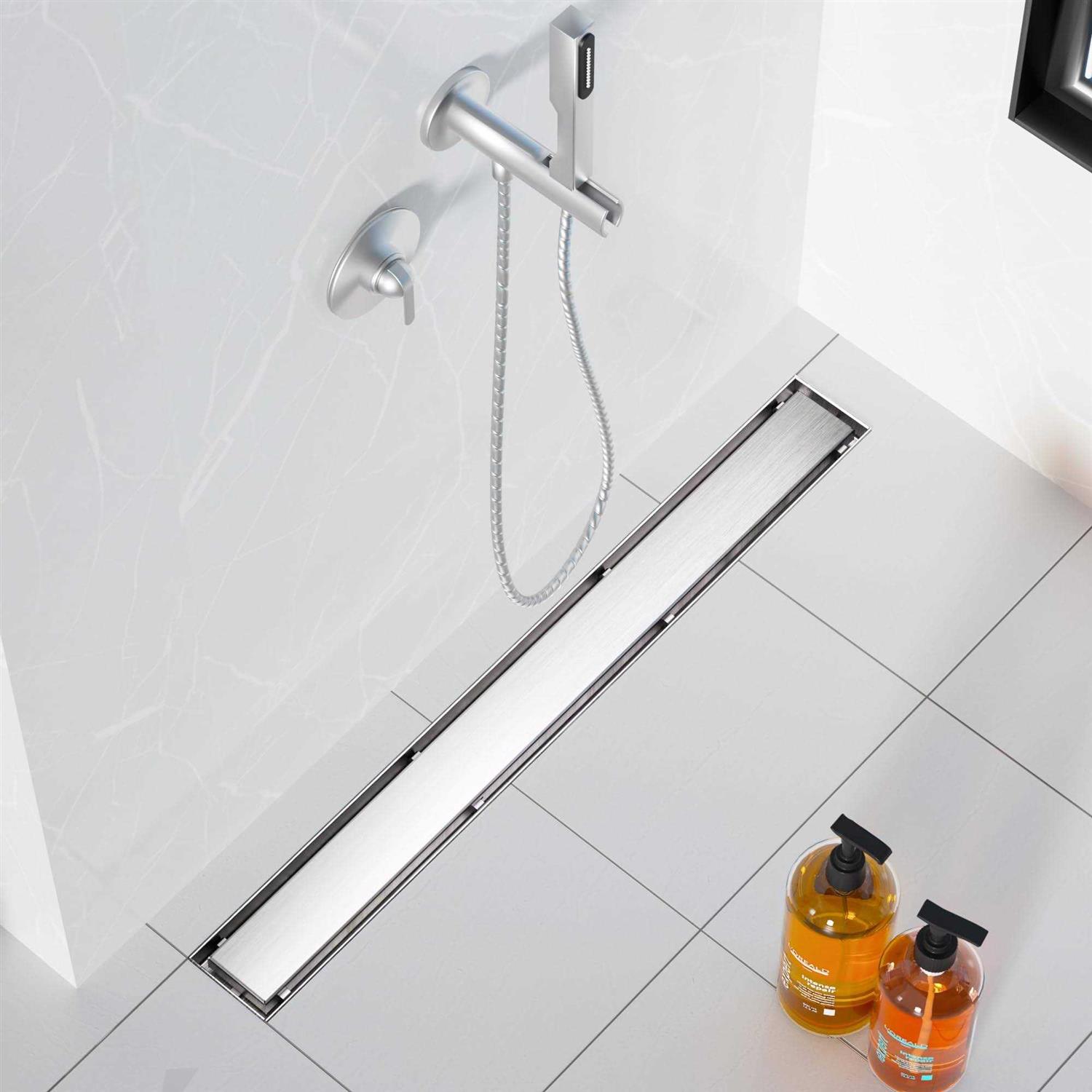 Neodrain Linear Shower Drain with 2-in-1 Flat & Tile Insert Cover